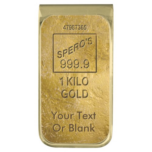 Gold Bar Gold Finish Money Clip