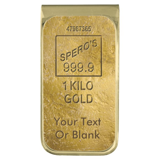 Gold Bar Gold Finish Money Clip (Front Vertical)