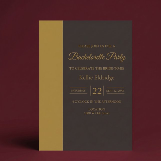 Gold Bar Minimalist Modern Bachelorette Party Invitation (Creator Uploaded)