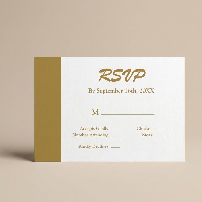 Gold Bar Minimalist Modern RSVP Card (Creator Uploaded)