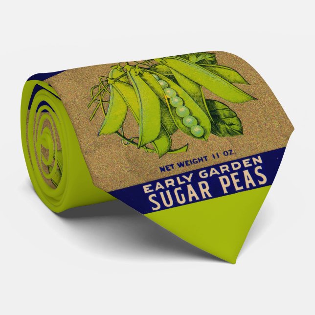 Gold Bar sugar peas label print Neck Tie (Rolled)
