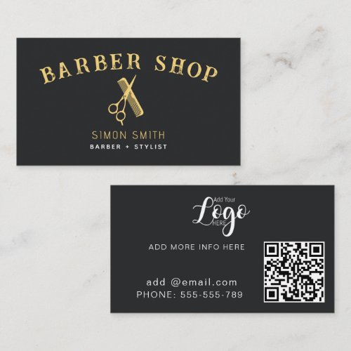 Gold Barber Scissors Hair Stylist Business Card