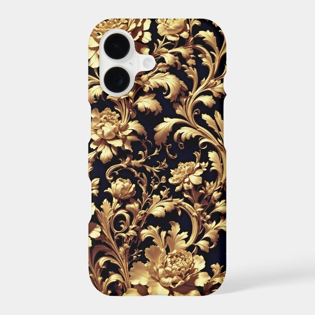 Gold Baroque Floral Damask iPhone Case  (Back)