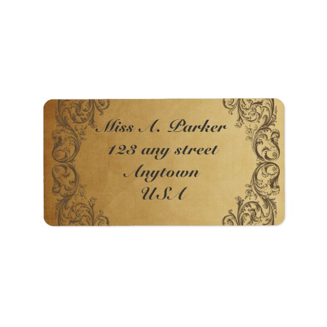 Gold Baroque ornate Elegant Address labels (Front)