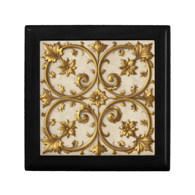 Gold Baroque Ornate Filigree Gift Box (Front)