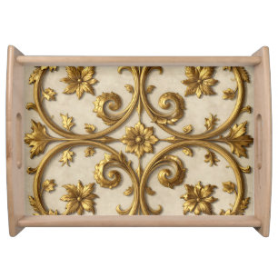 Gold Baroque Ornate Filigree Serving Tray