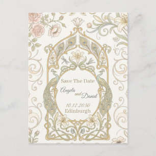 Gold Baroque Save The Date Postcard