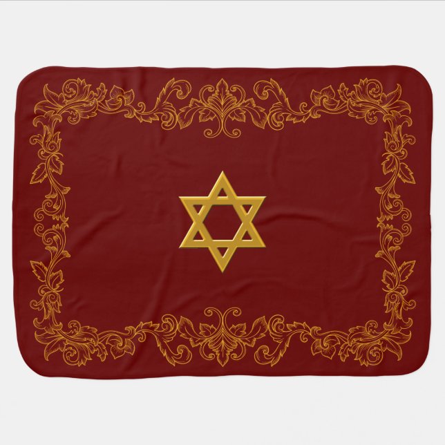 Gold Baroque Star of David Dust Cover Blanket (Horizontal)