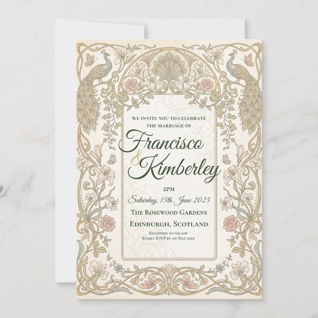 Gold Baroque Wedding Invitation (Front)
