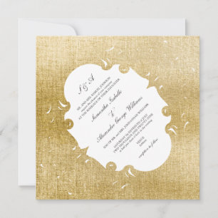 Gold Baroque Western Vintage Ornate Frame Wedding Invitation