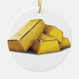 Gold Bars Ceramic Ornament