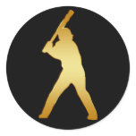GOLD BASEBALL PLAYER CLASSIC ROUND STICKER