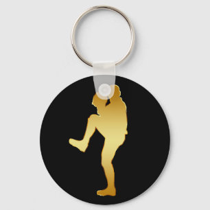 GOLD BASEBALL PLAYER KEYCHAIN