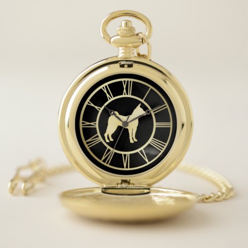 Gold Basenji Dog Pocket Watch