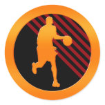 Gold Basketball Player Classic Round Sticker