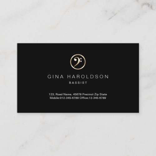 Gold Bass Clef Icon Bassist Business Card