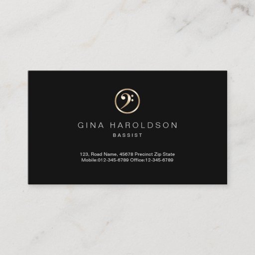 Customizable Gold Bass Clef Icon Bassist Business Card