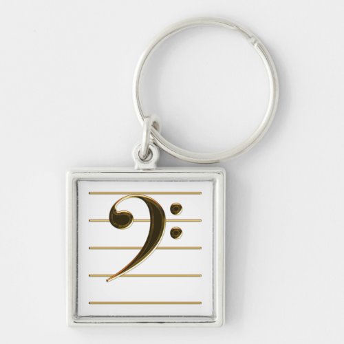Gold Bass Clef Music Note Keychain