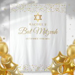 Gold Bat Bar Mitzvah Photo Backdrop<br><div class="desc">Bat or Bar Mitzvah photo booth backdrop featuring delicate gold dust confetti,  you can personalize with your special information in chic gold text. Designed by Thisisnotme©</div>