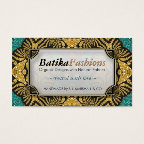 Gold Batika Fashion Modern Tribal Business Cards