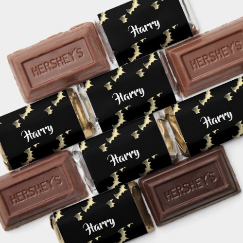 Gold bats on black hershey's miniatures