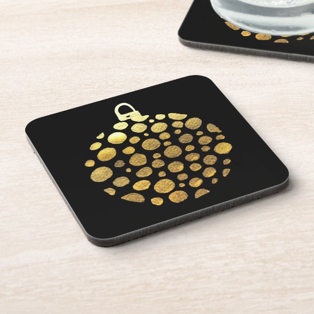Gold bauble Christmas glam Beverage Coaster (Left Side)