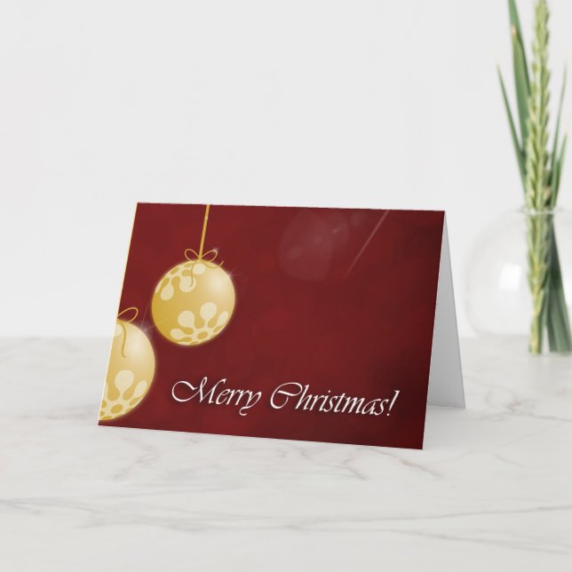 Gold Baubles Christmas Card (Front)