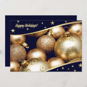 Gold Baubles Christmas Holiday Party Invitation
