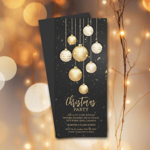 Gold Baubles Christmas Tree Ornaments Invitation