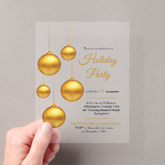 Gold Baubles Christmas Tree Party Acrylic Enclosure Card