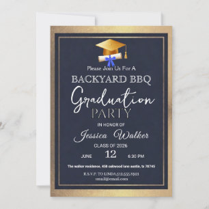 Gold BBQ Graduation Party Invitation