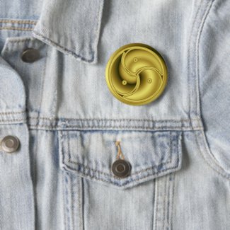 Gold BDSM triskelion, metalic yellow glow Button