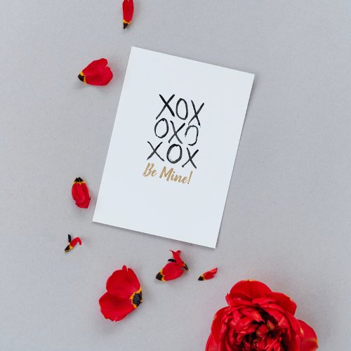 Gold Be Mine Kisses XOXO Valentine Holiday Postcard