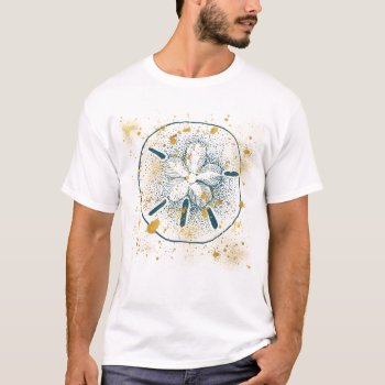 Gold Beach Blue Sand Dollar T-shirt by peacefuldreams at Zazzle