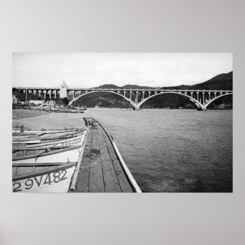 Gold Beach Oregon Docks and Bridge over Rogue Poster