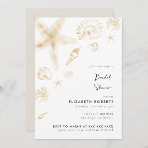Gold Beach Wedding Bridal Brunch Shower Invitation