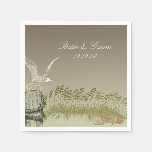 Gold Beach Wedding Paper Napkins (Front)