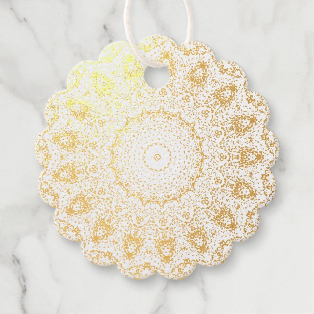 gold bead doilies Foil Favor Tag (Front)