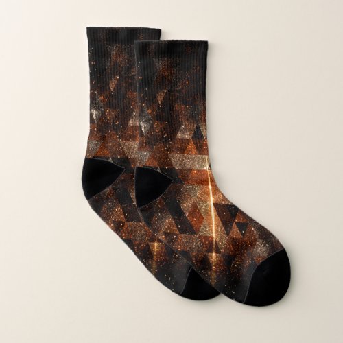 Gold beam in geometric sparkly universe abstract socks