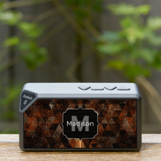 Gold beam in geometric sparkly universe Monogram Bluetooth Speaker