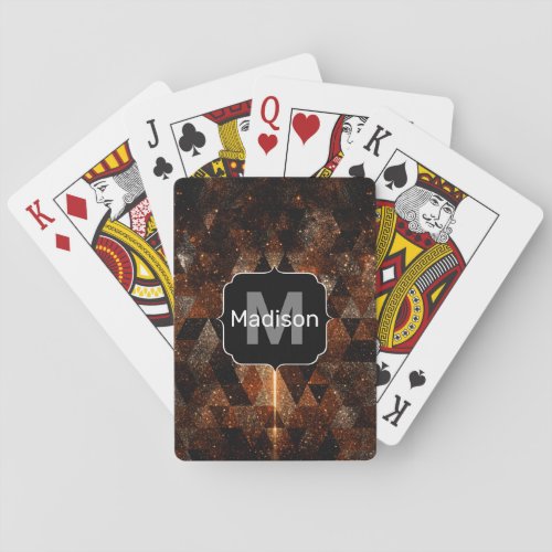 Gold beam in geometric sparkly universe Monogram Poker Cards