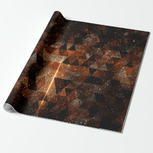 Gold beam in geometric sparkly universe wrapping paper