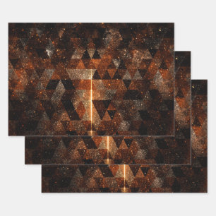 Gold beam in geometric sparkly universe wrapping paper sheets