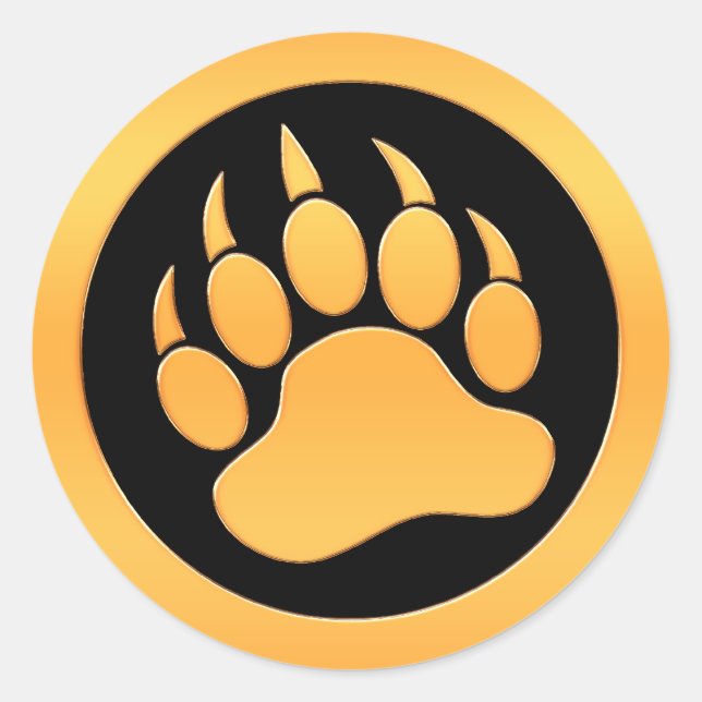 Gold Bear Paw Classic Round Sticker (Front)
