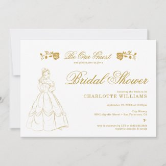 Gold Beauty and the Beast Bridal Shower Invitation