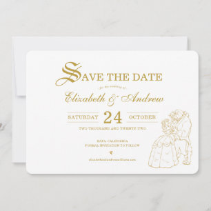 Gold Beauty and the Beast Fairytale Save the Date