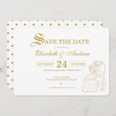 Gold Beauty and the Beast Fairytale Save the Date (Front/Back)