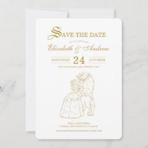 Gold Beauty and the Beast Fairytale Save the Date