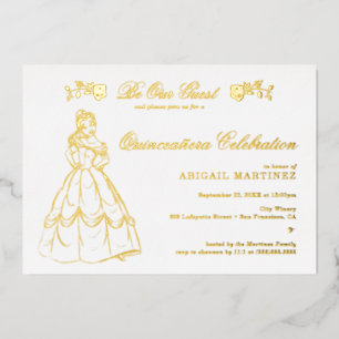 Gold Beauty and the Beast Quinceañera Invitation Foil Invitation