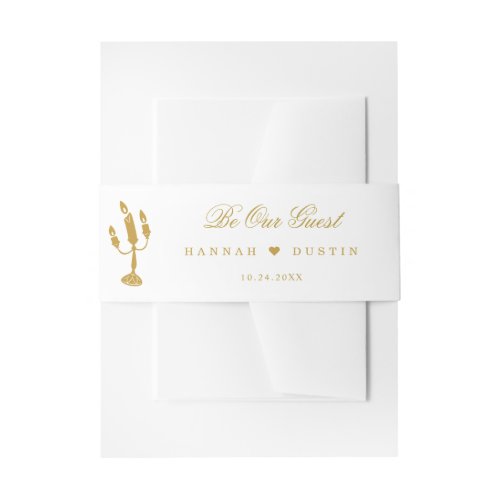 Gold Beauty and the Beast Story Book Wedding Invitation Belly Band